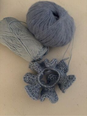 Handmade Light Blue Crochet scrunchie